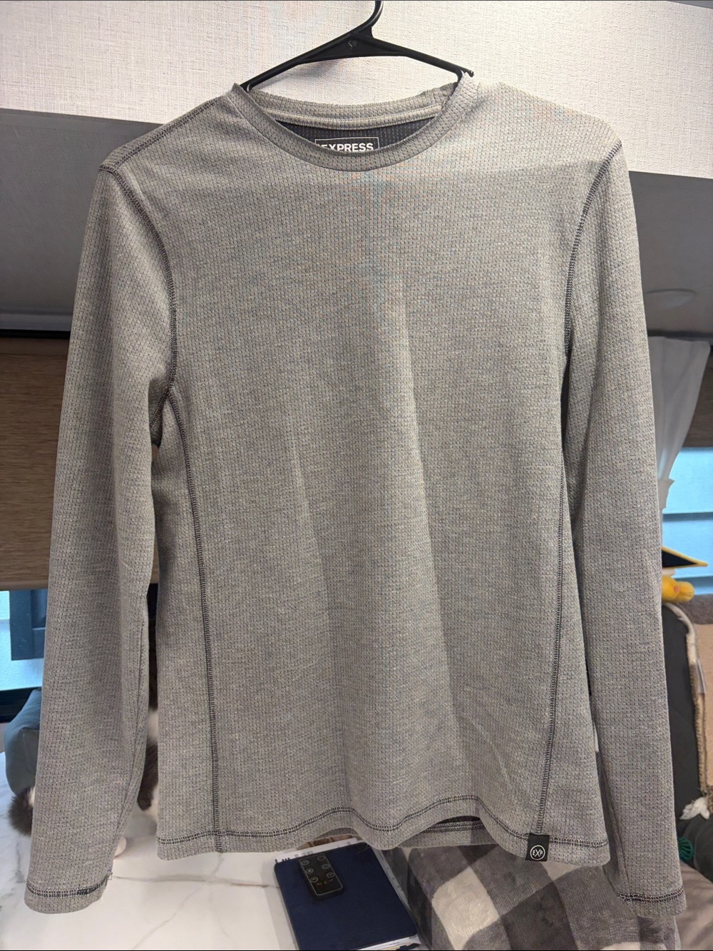 Express Stretch Moisture-Wicking Top - Charcoal and Light Gray